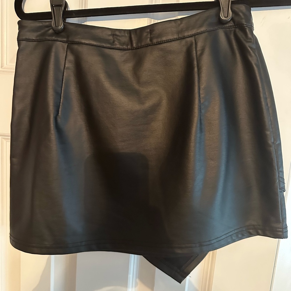 Black Faux Leather Mini Skirt
